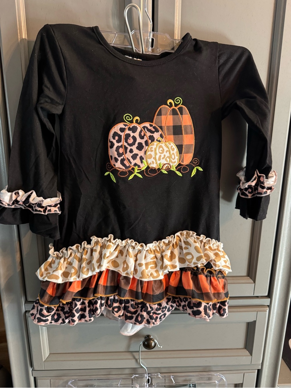 Black Pumpkin Ruffle Halloween shirt & pants set-